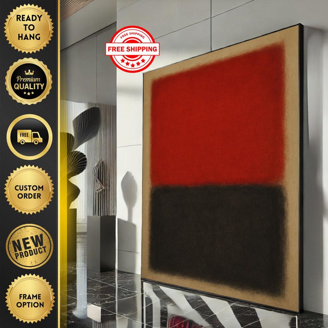 Rothko-Inspired Deep Red and Black Classic Color Field Poster