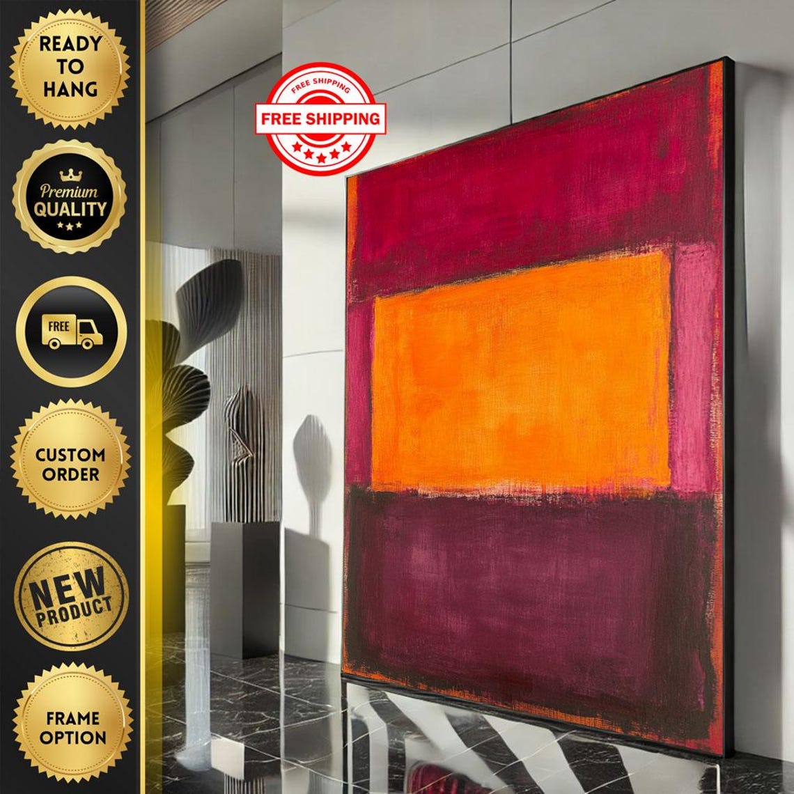 Mark Rothko Inspired Red Orange Maroon Blocks Color Field Poster