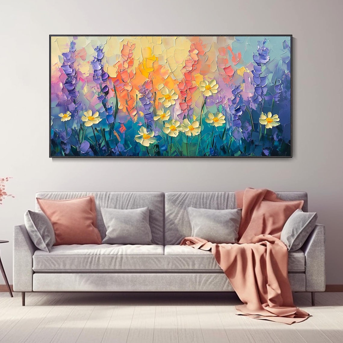 3d Vivid Flower Art Abstract Colorful Flower Oil Painting Creative Decor Painting Living Room Home Wall Art Handmade Knife Painting