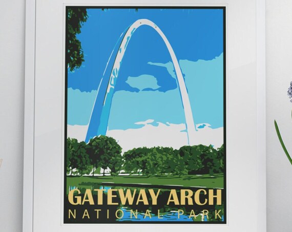 Gateway Arch National Park St Louis Monument Blue Sky Scenic Poster