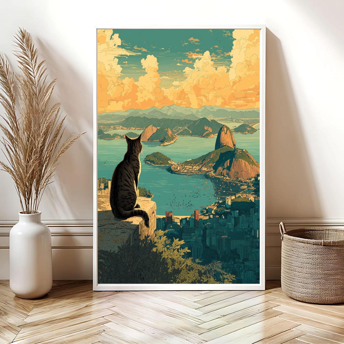 Guanabara Bay Rio De Janeiro Sugarloaf Cat Viewpoint Art Poster
