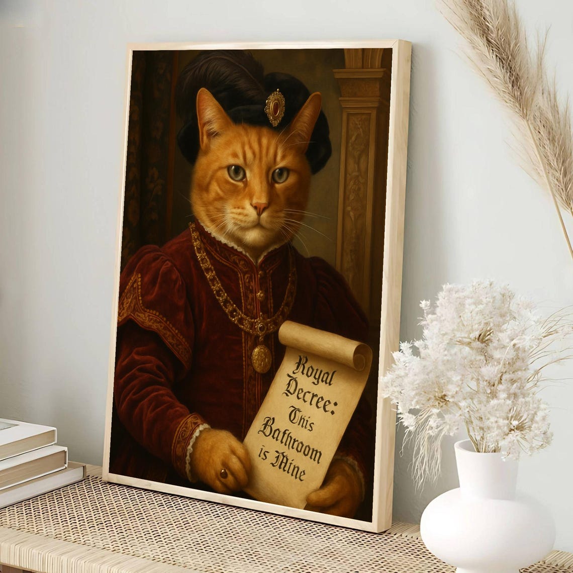 Royal Decree This Bathroom Is Mine Funny Tudor Cat King Poster - Image 3
