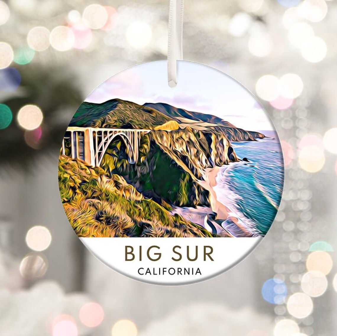 Big Sur California Bixby Creek Bridge Coastline Ornament Travel Poster