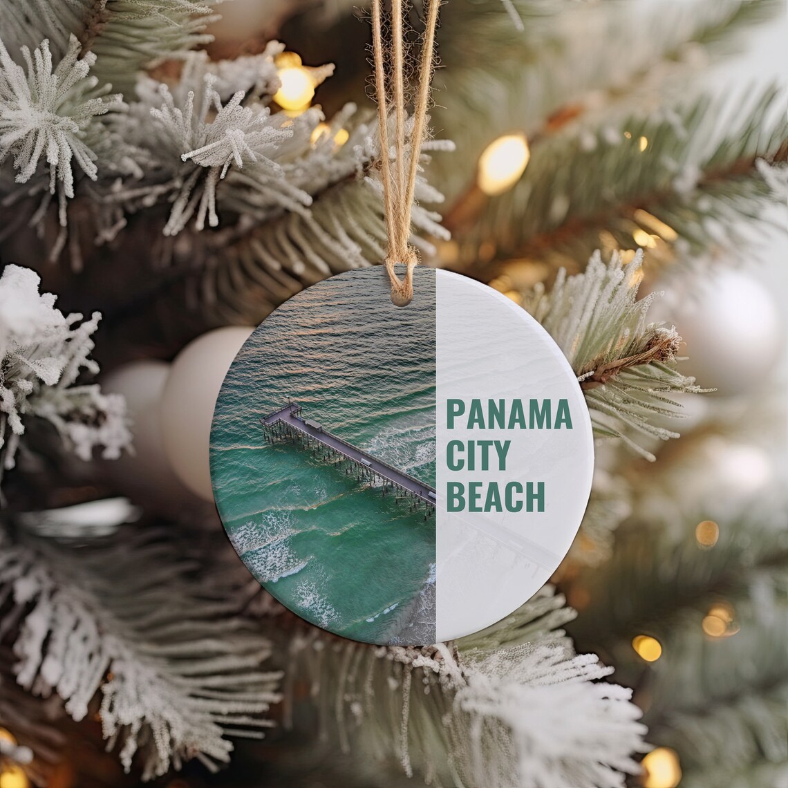 Panama City Beach Pier Christmas Ornament Travel Souvenir Gift Poster