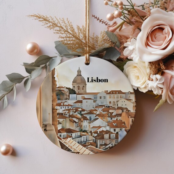 Lisbon Portugal City Rooftops Watercolor European Travel Souvenir Poster