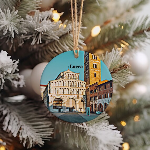 Lucca Italy Christmas Ornament Poster Travel Souvenir Tree Decor