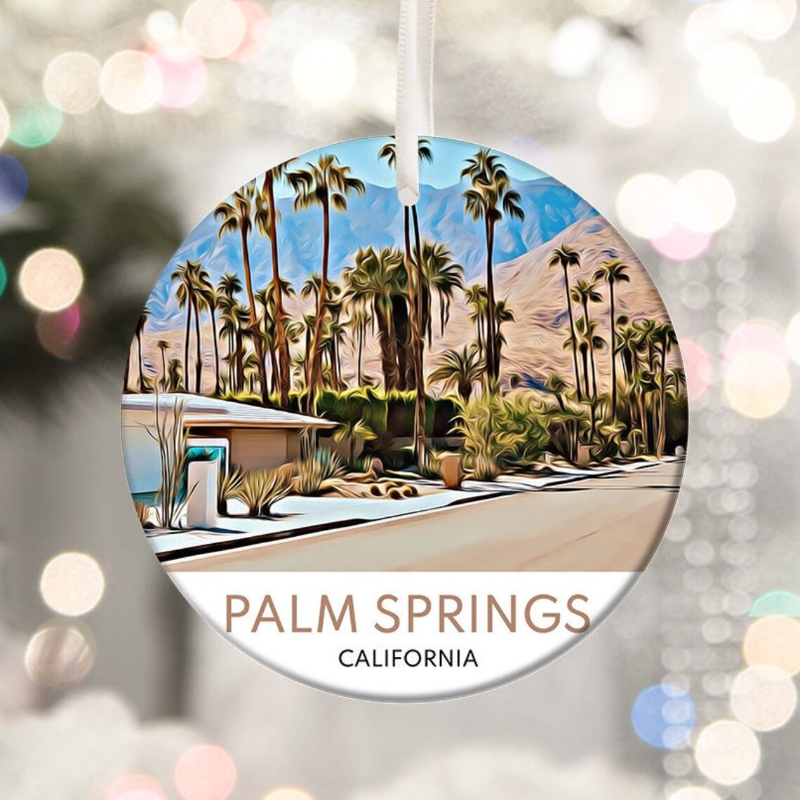 Palm Springs California Desert Palms Mid Century Travel Poster