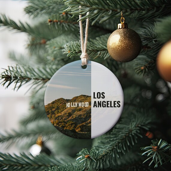 Los Angeles Hollywood Sign Hills City Split Photo Travel Poster