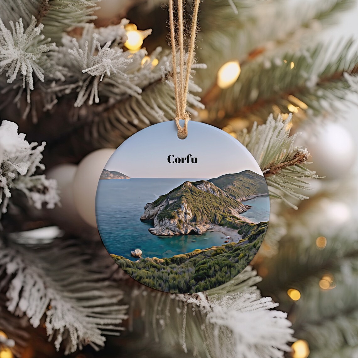 Corfu Greece Island Coast Cliffs Souvenir Christmas Ornament Wall Art