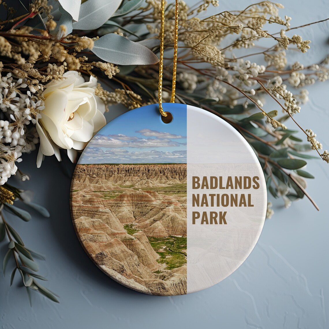 Badlands National Park Layered Rock Formation Christmas Ornament Art Print