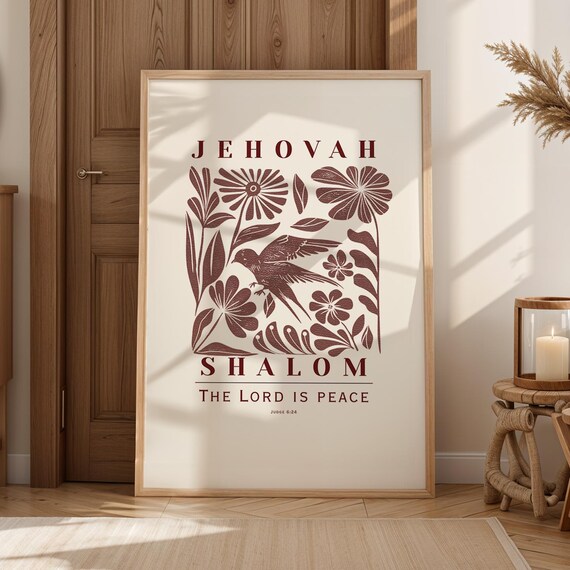 Christian Wall Art Jehovah Shalom Rolled Poster Judges 624 Bible Verse Scripture Print Gifts Religious Decor