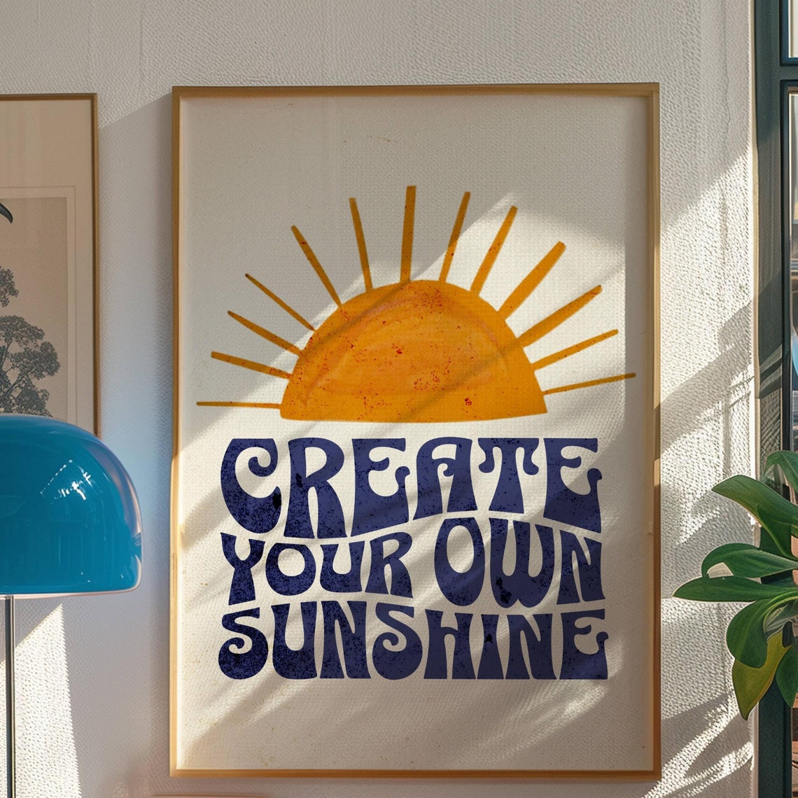 Create Your Own Sunshine Retro Sun Quote Boho Positivity Poster
