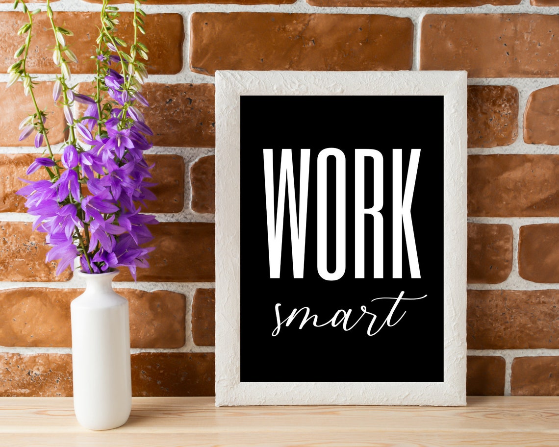 Work Smart Black Background Bold White Typography Office Poster - Image 3