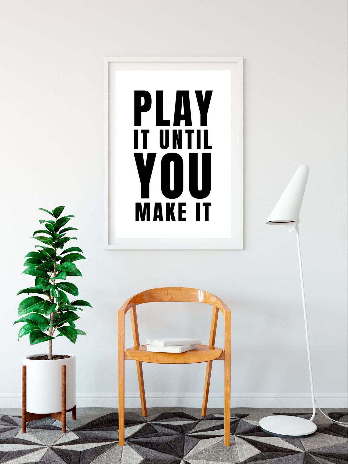 Play It Until You Make It Bold Stacked Type Minimalist Wall Poster - Image 2