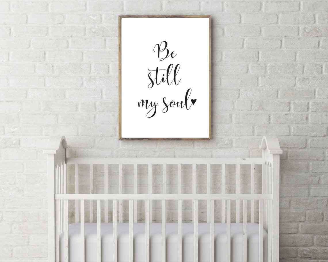 Be Still My Soul Script Quote Minimalist Black White Wall Poster - Image 2