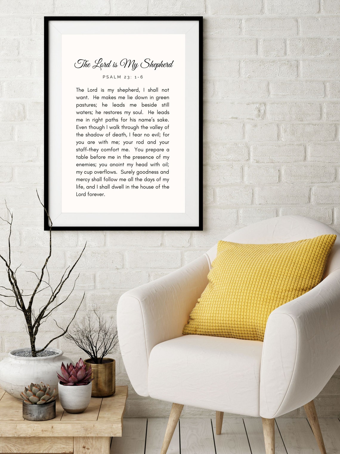 Psalm 23 Print The Lord Is My Shepherd Bible Verse Quotes Religious Scripture Phrase Christian Saying Home Decor Psalm 23 - Image 2