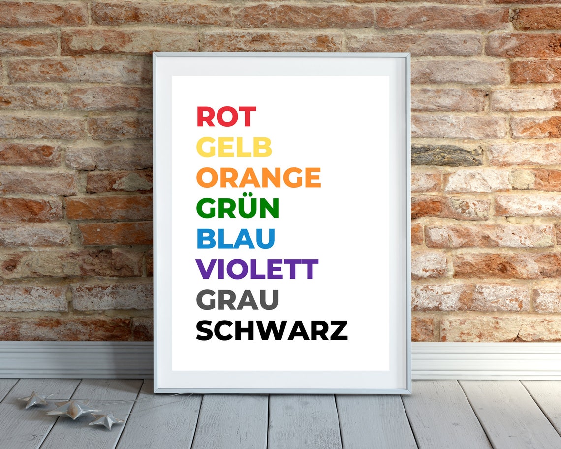 Colors In German Educational Print Rot Gelb Orange Grun Blau Poster - Image 2