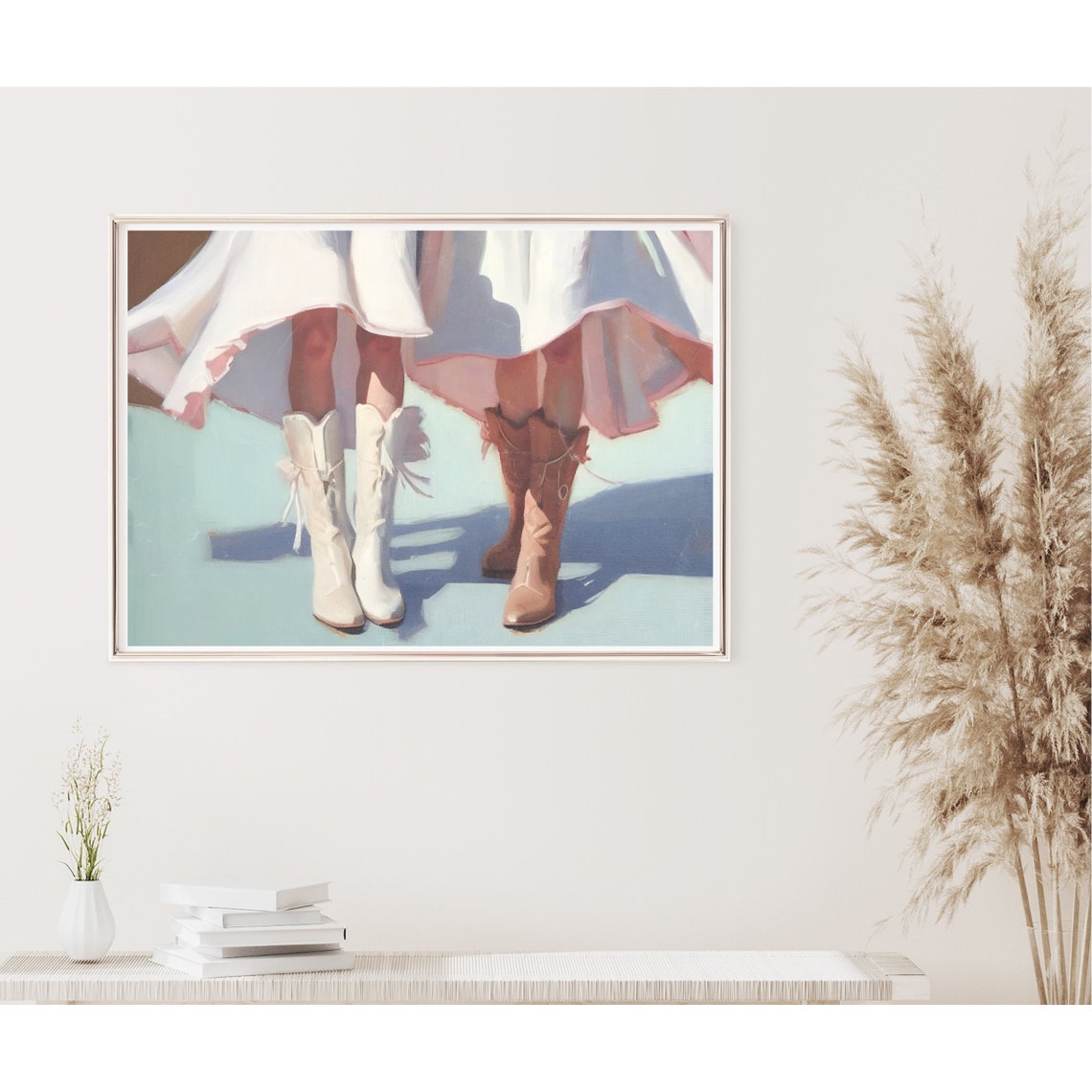 Cowgirl Wall Art Preppy Western Print Retro Oil Painting Western Poster Cowboy Boots Print Pastel Cowgirl Print Instant - Image 2
