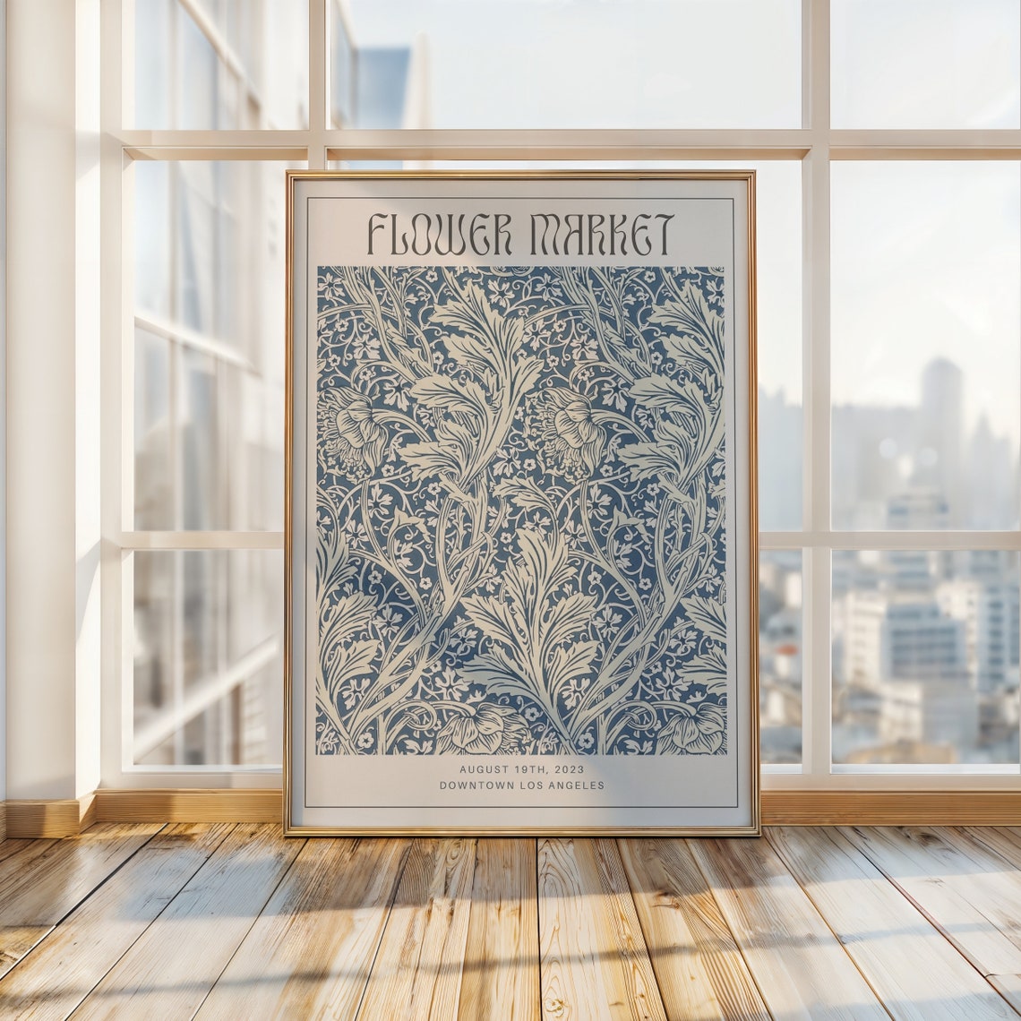 Los Angeles Flower Market 2023 Blue Commemorative Botanical Poster