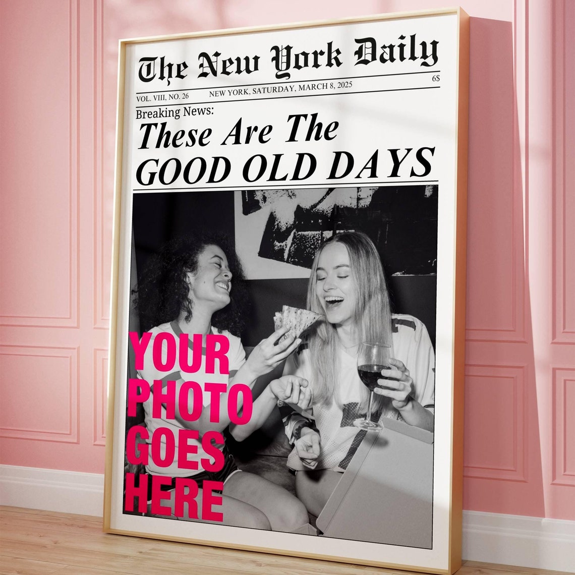 Custom Photo Good Old Days Fun New York Daily Newspaper Poster