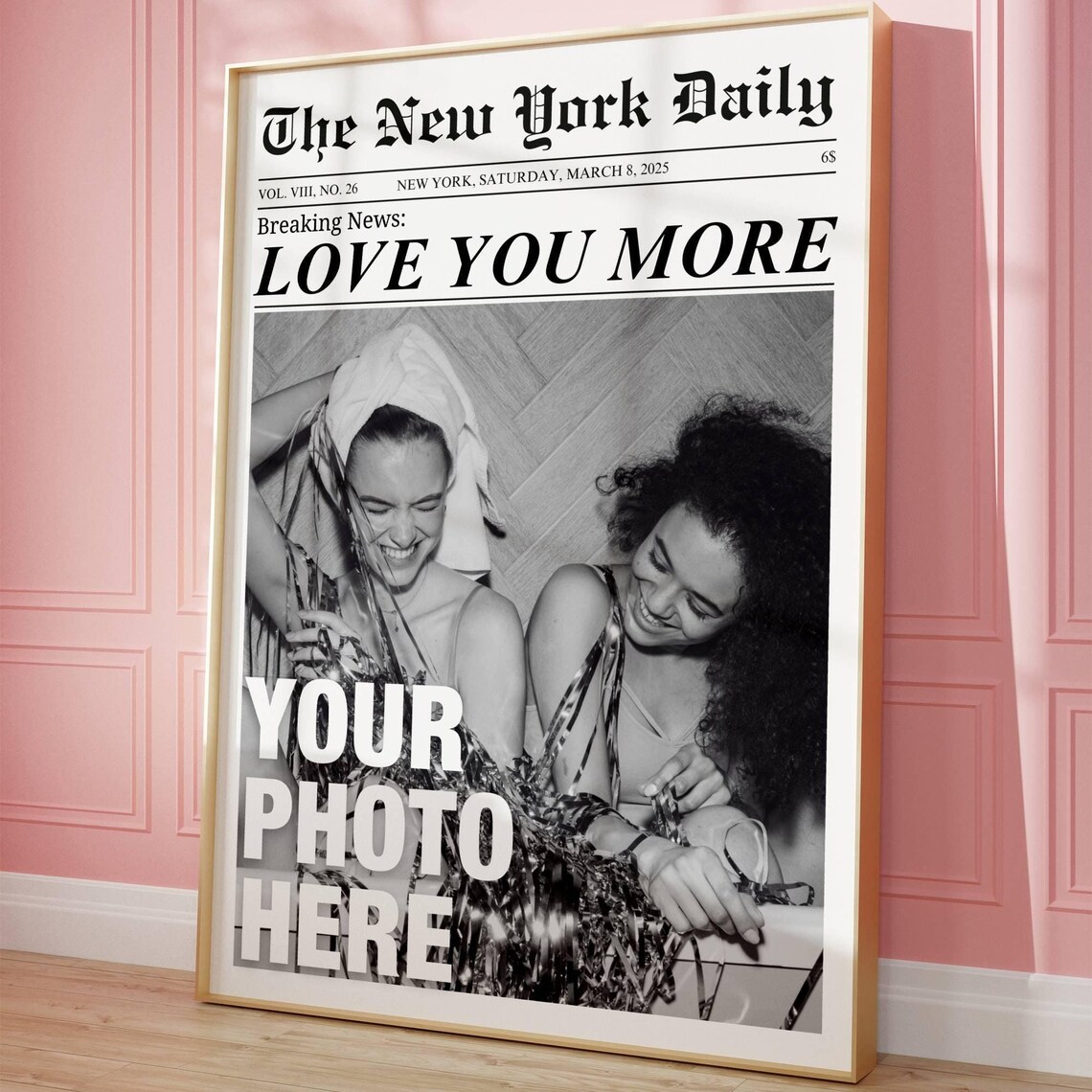 Custom Couple Photo Love You More Sweet New York Daily Poster - Image 6
