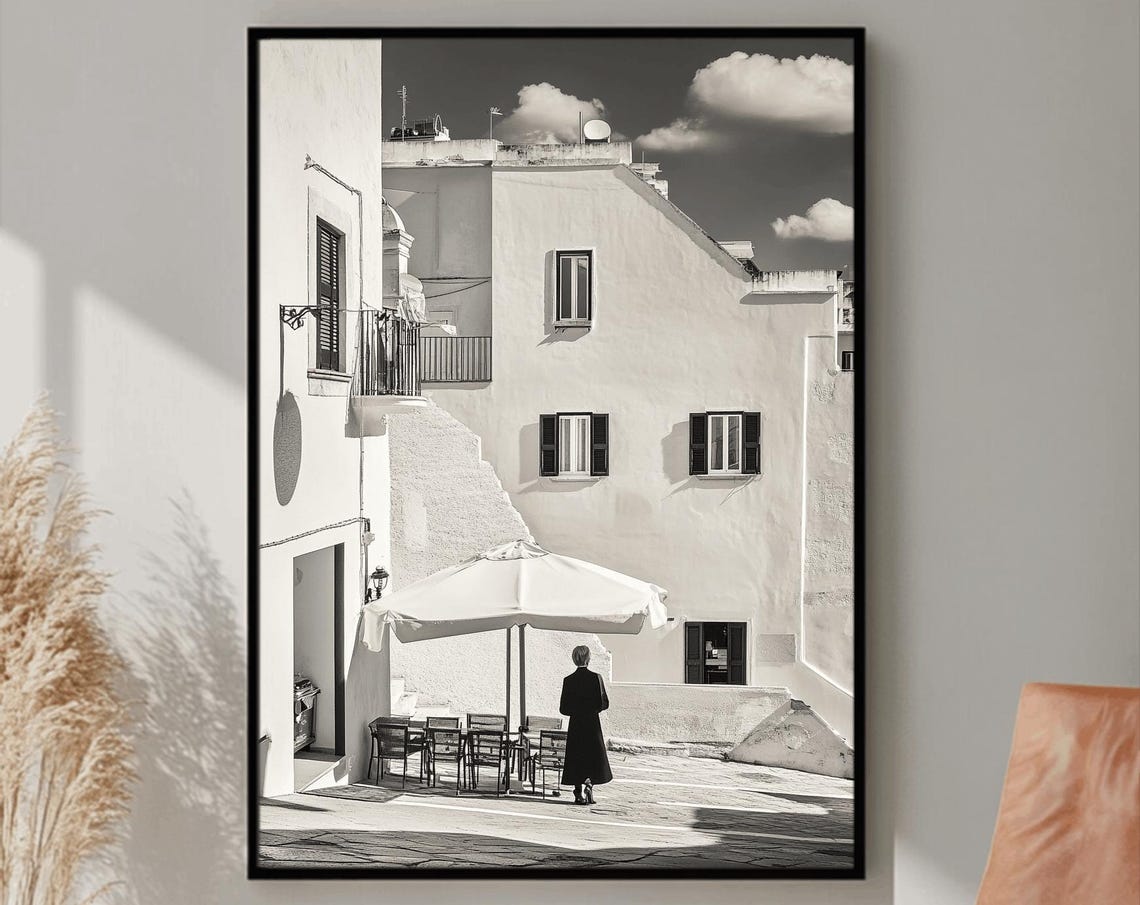 Italy Wall Art Black And White Italian Print Italian Landscape Print Mediterranean Travel Art Historic Italy Poster Architecture Photo
