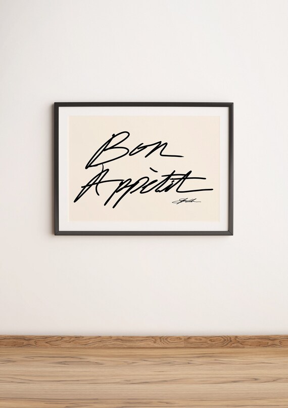 Bon Appetit Script, Mid-Century Kitchen Art Print