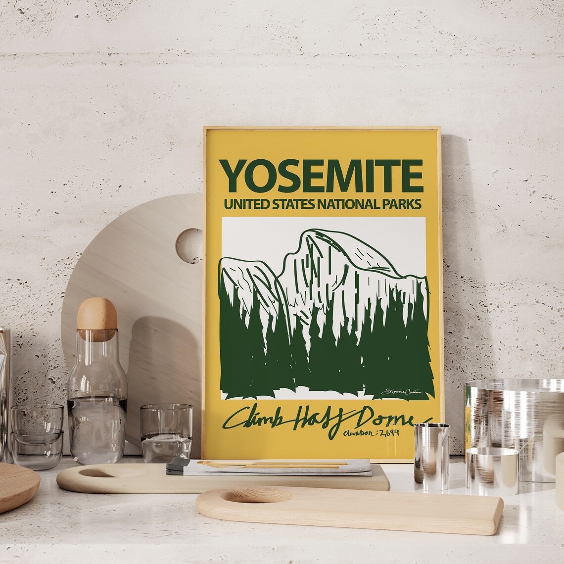 Yosemite National Park Retro Travel Poster Art Print