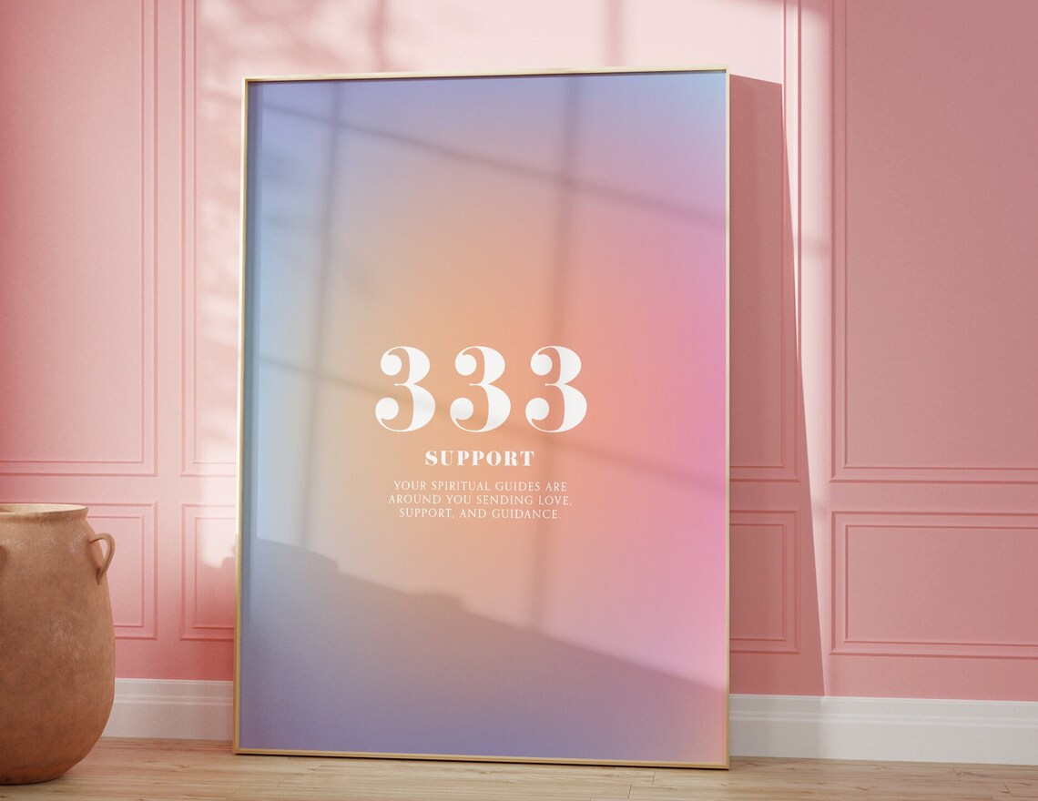 Angel Number 333 Aura Art Print, Gradient Poster