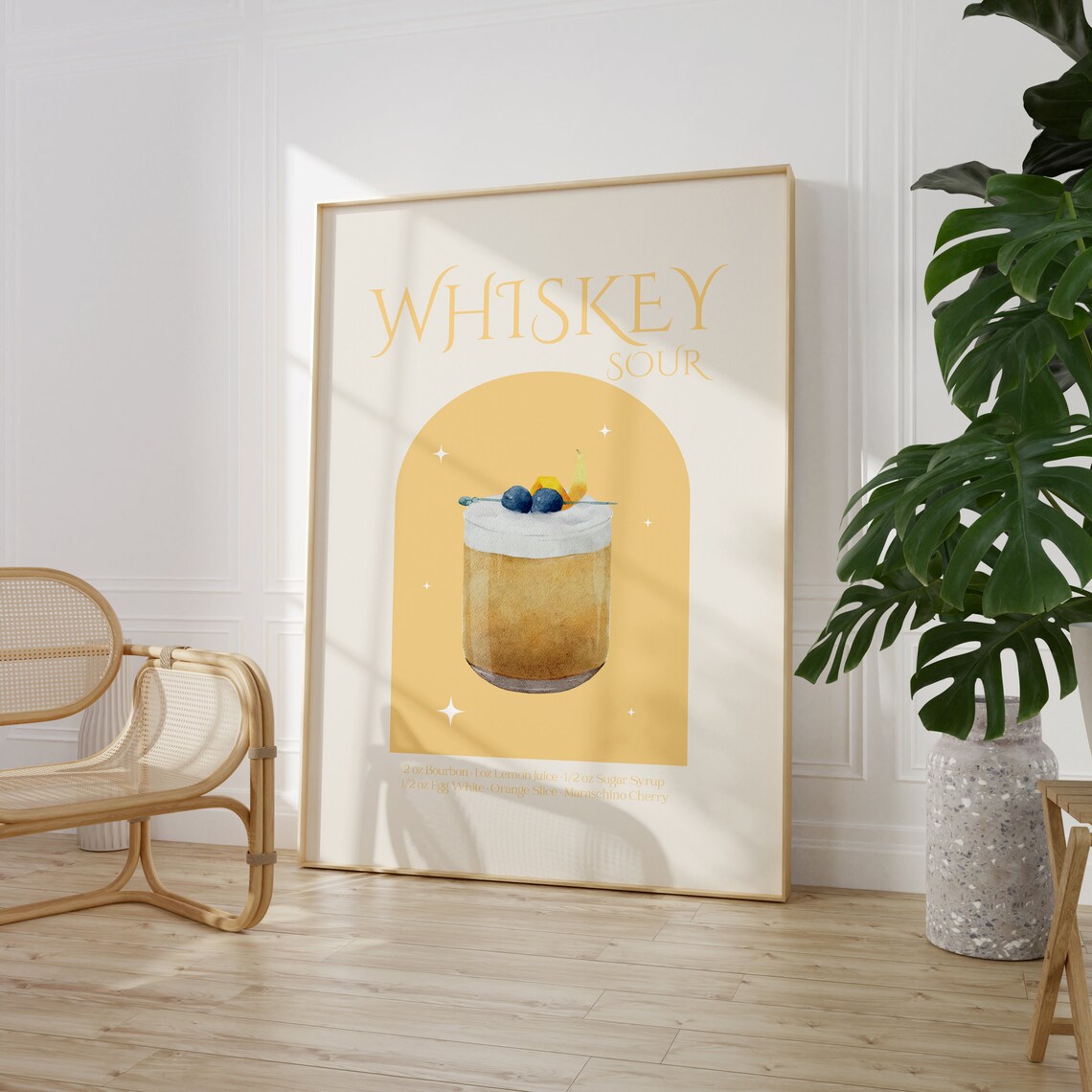 Whiskey Sour Cocktail Print, Trendy Kitchen Poster - Image 3