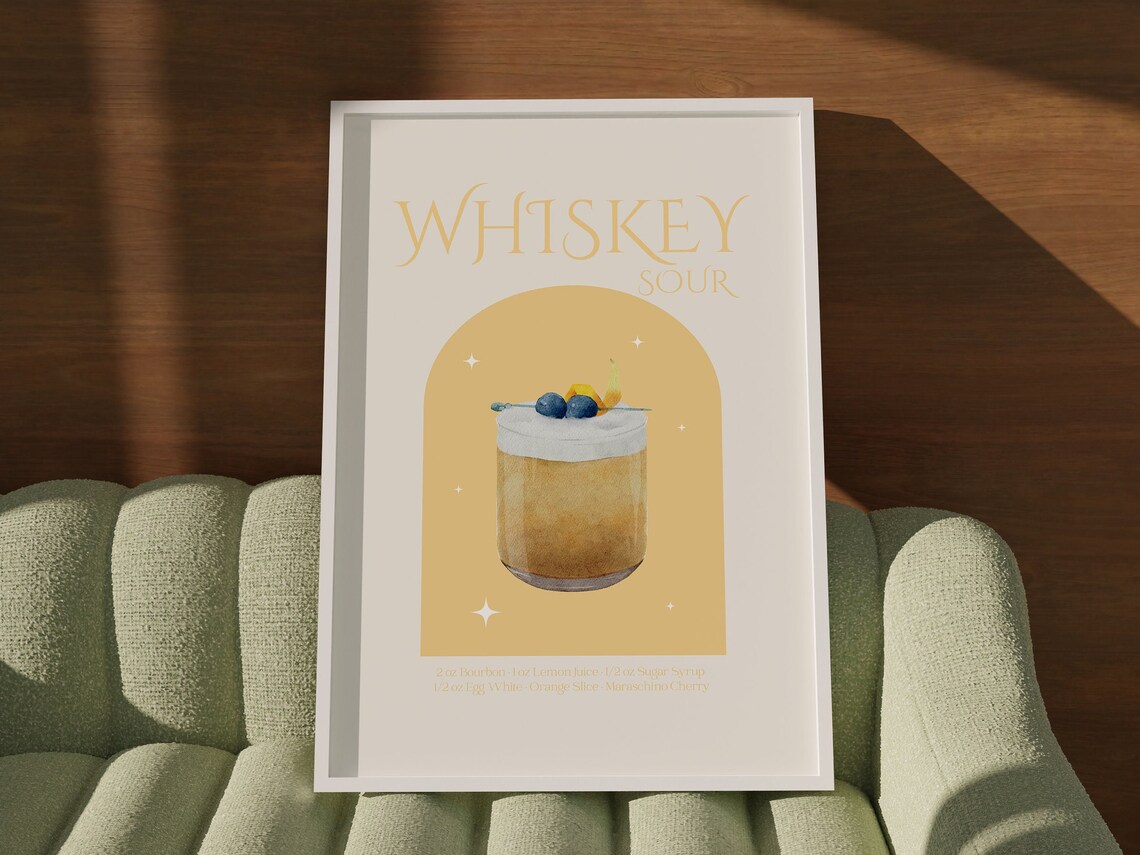 Whiskey Sour Cocktail Print, Trendy Kitchen Poster - Image 2