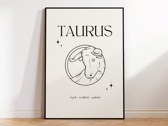 Taurus Print Instant Poster Minimalist Taurus Poster Taurus Zodiac Wall Art Zodiac Poster Star Sign Print