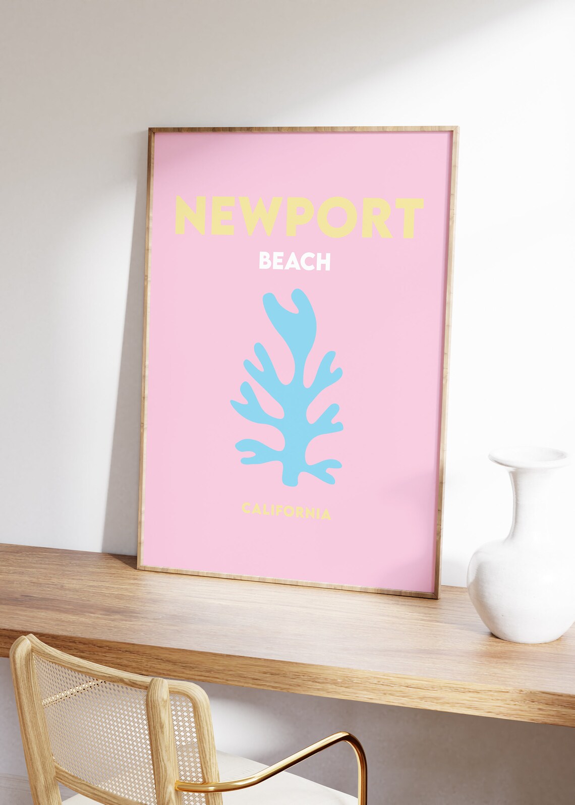 Newport Beach California Blue Coral Minimalist Travel Poster - Image 5