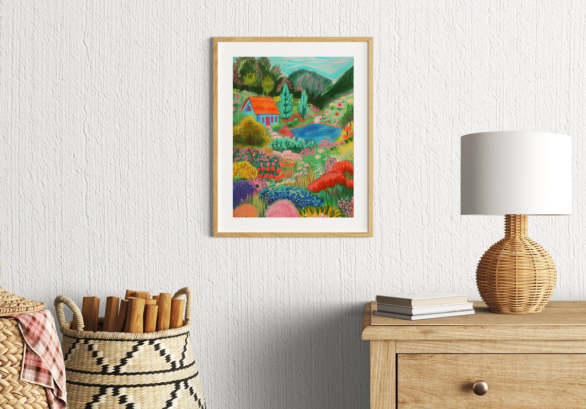 Flowers in a Garden Illustration Floral Art Print