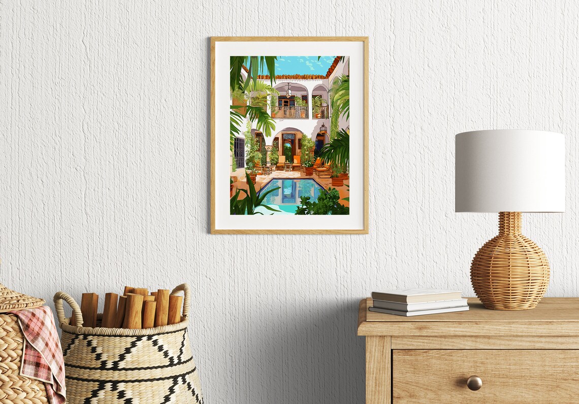 Marrakech Riad Morocco Travel Poster, Architecture - Image 3