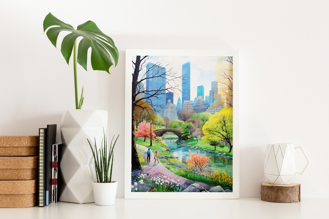 Central Park Spring Illustration Print, New York Travel - Image 2