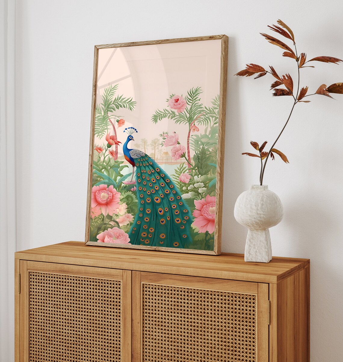 Peacock Painting Vintage Tropical Art Print - Image 3