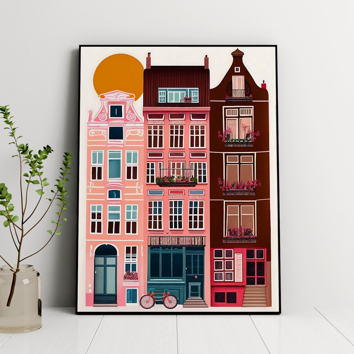Amsterdam Illustration, Netherlands Travel Poster - Image 2