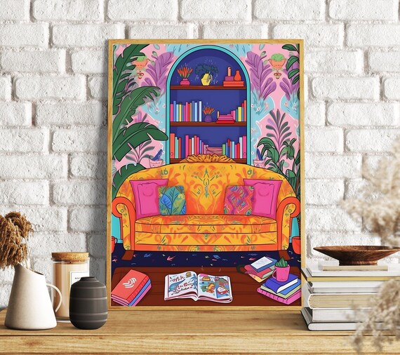 Chill Sofa Art Print, Relaxed Boho Decor