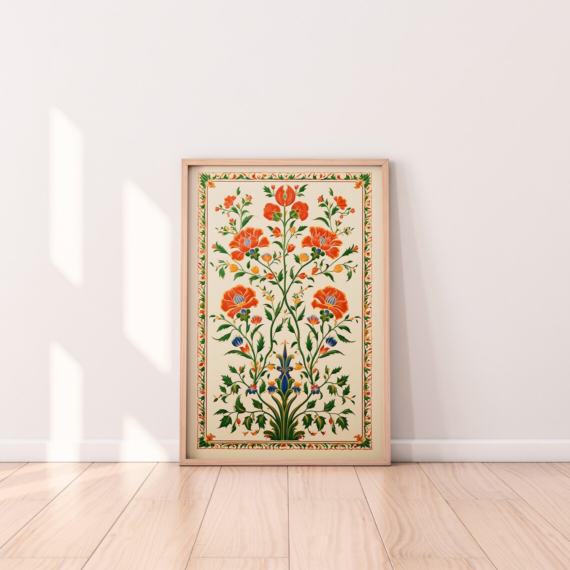 Mughal Floral Motifs Vintage Indian Art Print