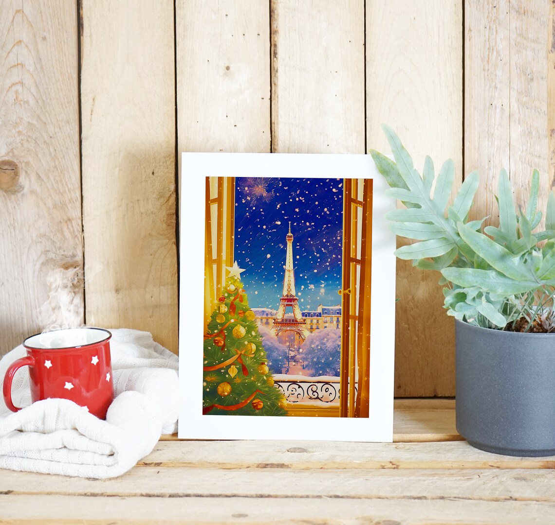Paris At Snowy Christmas, Holiday Travel Poster - Image 2