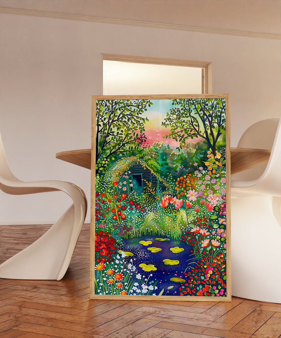 Forest Lake Life Vibrant Scenery Art Print - Image 3