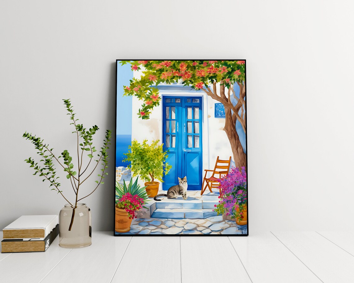 Greek Cottage, Lefkes Paros Greece Travel Art Print - Image 2
