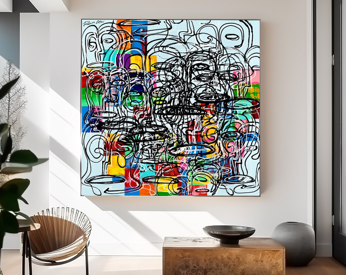 Oversized Abstract Painting Square Poster Print - Image 5