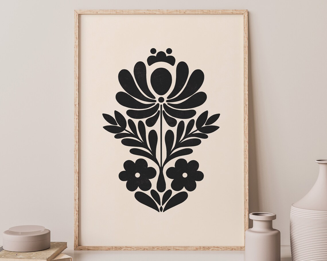 Scandinavian Neutral Beige Norway Folk Art Print - Image 2