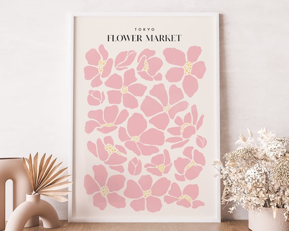 Tokyo Flower Market Boho Art Print, Botanical Poster