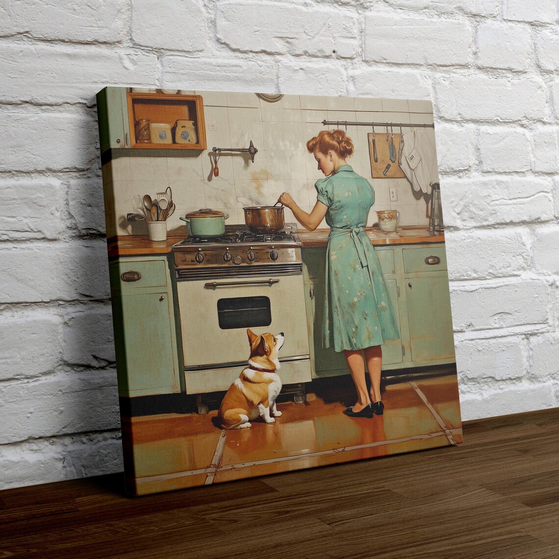 Vintage Corgi Kitchen Art, Mid-Century Dog Decor - Image 4