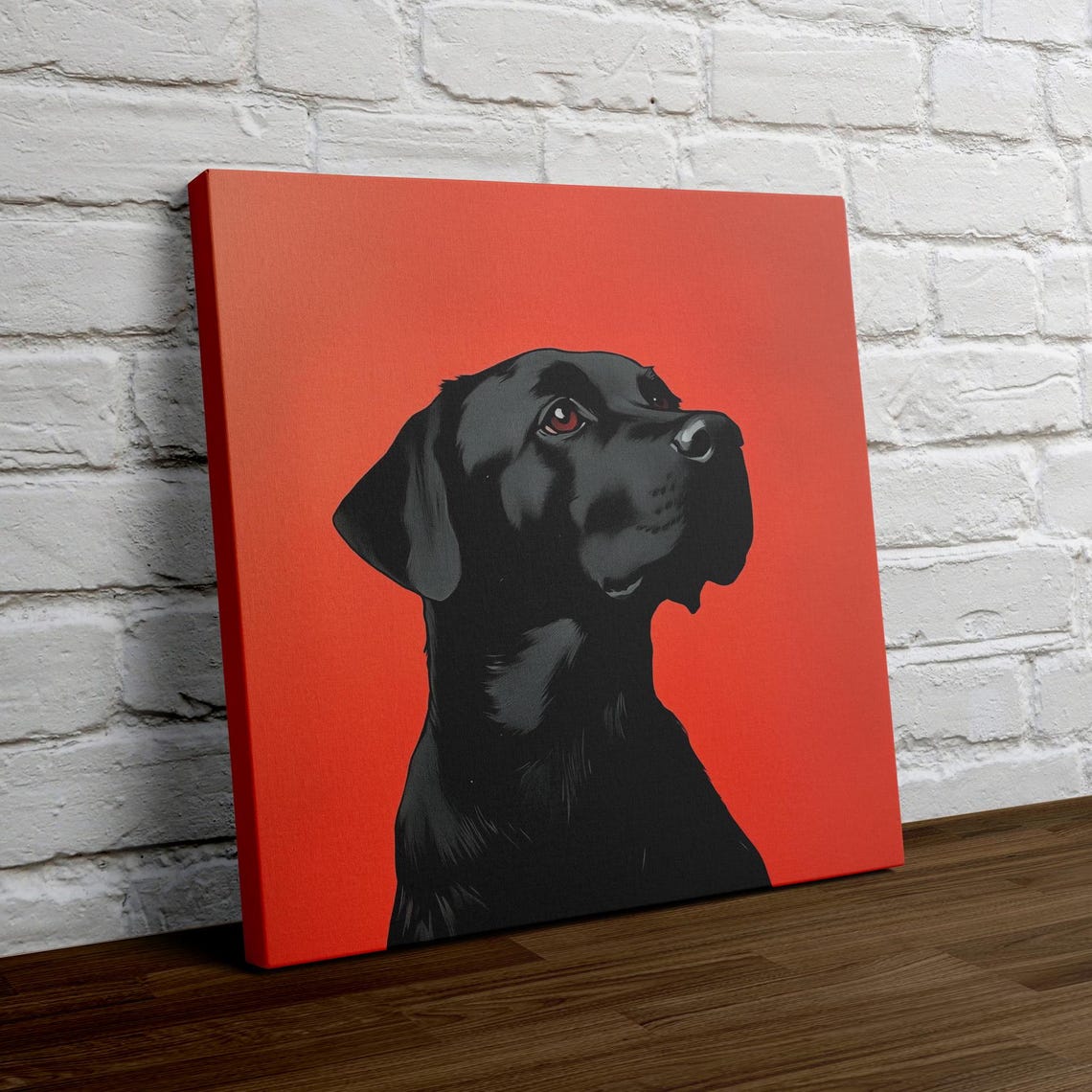 Black Labrador Profile Portrait on Bold Red Background Poster - Image 4