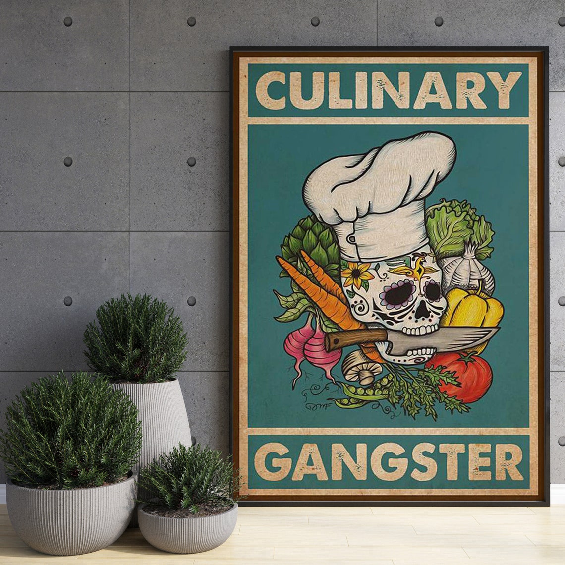 Culinary Gangster Sugar Skull Chef Vintage Kitchen Wall Poster - Image 3