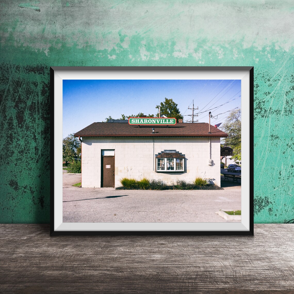 Sharonville Small Town Roadside Building Sign Photography Poster